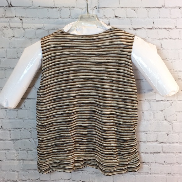Coldwater Creek 1-piece blk shell striped wrap top - Picture 2 of 5